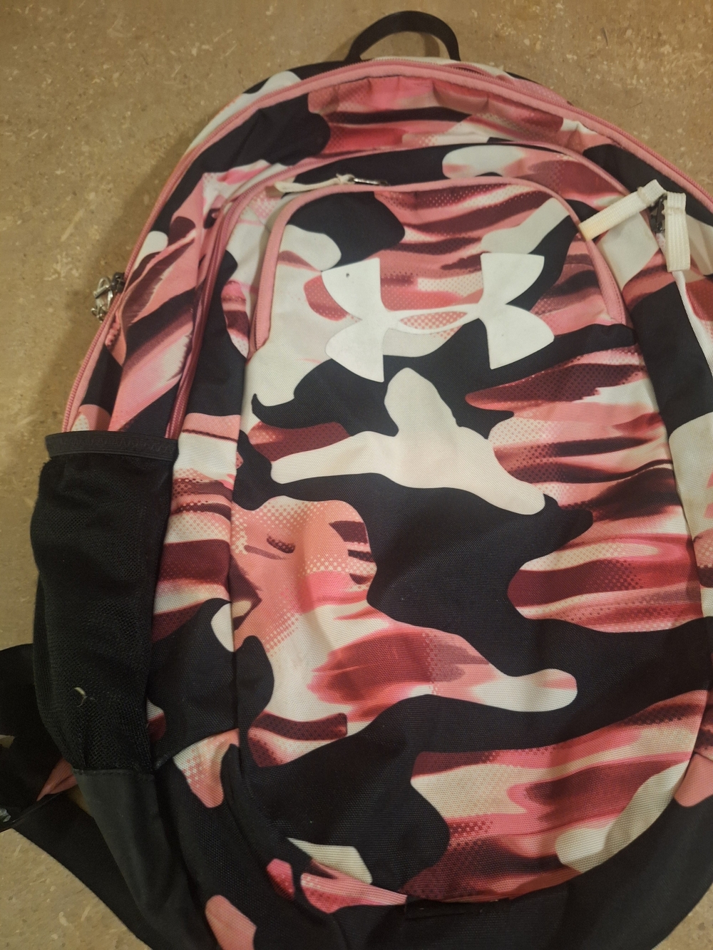 Under Armour Pink Black White Camo Backpack for Girls